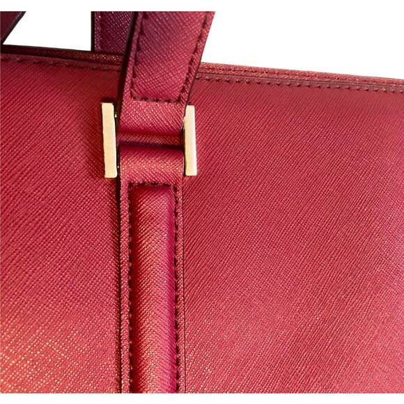 Kate Spade Burgundy Saffiano Leather Shoulder Bag triple compartment + gold tone - Picture 7 of 16